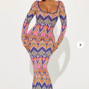Fashion Nova Vibrant Multicolor Maxi Dress